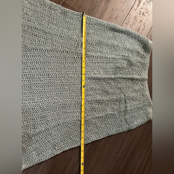 Pallas Original Knit Crochet S Skirt Irish Linen A-Line Midi Sheer Green RARE M - Picture 6 of 8